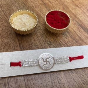 Silver Plated Swastik Rakhi