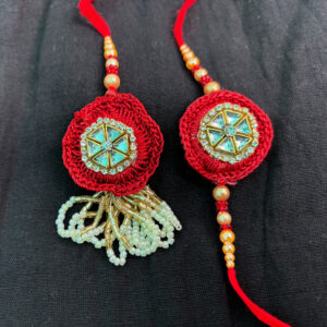Breaded Bhaiya And Bhabhi Rakhi Pair - Mixed Color