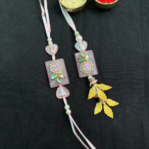 Designer Bhaiya Bhabhi Rakhi Pair - Mixed Color