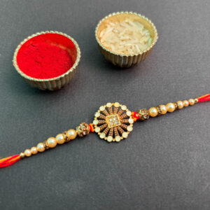 Golden Plate &  Zircon Designer Rakhi For Bother