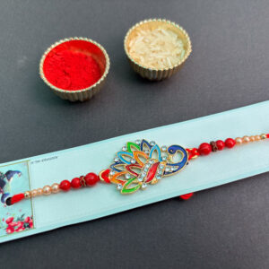 Peacock Minakari & Zircon Stone Rakhi