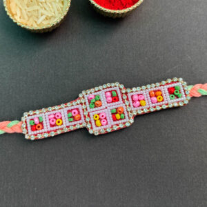 Handmade Colorful Chid Moti Breaded Rakhi